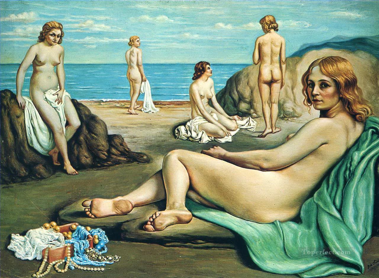 bathers on the beach 1934 Giorgio de Chirico Classical Nude Oil Paintings